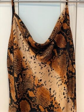 Bebe Brown & Black Snake-Print Slip Dress